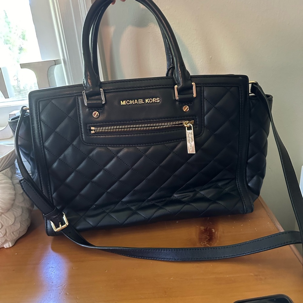 Michael Kors Black Quilted Satchel